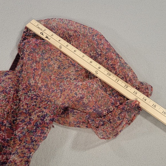 English Factory Floral Chiffon Babydoll Dress Puff Sleeve Square Neck Size 1X - Picture 11 of 11